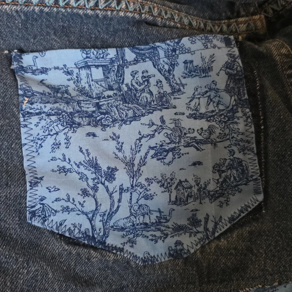 Upcycled Molly Made It Toile Jeans Storage Basket